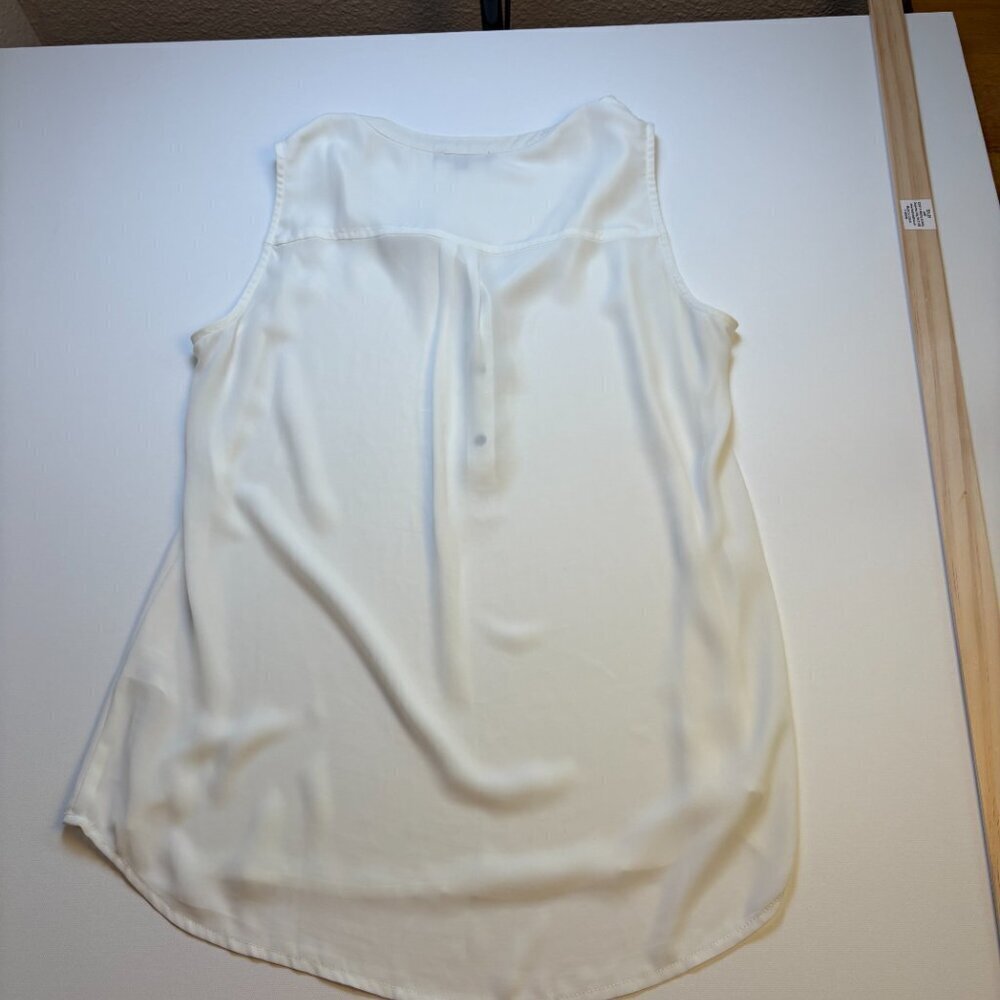 Adrianna Papell Sleeveless Henley Blouse Ivory White Small - Picture 3 of 8